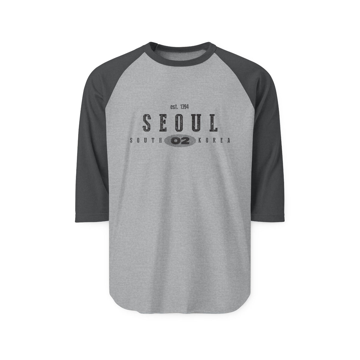 Seoul Vintage Raglan Baseball Tee — Distressed “Seoul” 3/4 Sleeve