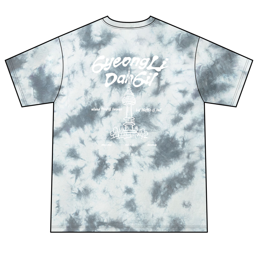 Gyeong Li Dan Gil 경리단길 Crystal Tie-Dye Tee — 'Food is Heaven, Traffic is Hell'